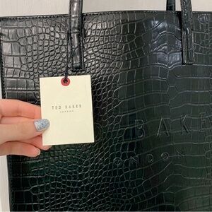 NWT Ted Baker Black Croc-Embossed Tote